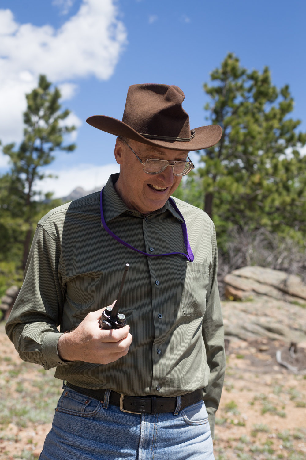 Jim Richard, pictured June 20, 2019, and his wife are full- time volunteer greeters and self-described docents at the Chapel on the Rock, formally named St. Catherine of Siena Chapel in Allenspark, Colorado, near Estes Park. The chapel is on the grounds of the Camp St. Malo Retreat Center, which was made famous during St. John Paul II’s epic World Youth Day visit to the Denver in 1993.